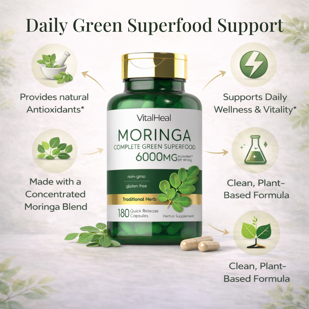 Moringa Oleifera 6000 mg for Daily Antioxidant & Green Wellness Support
