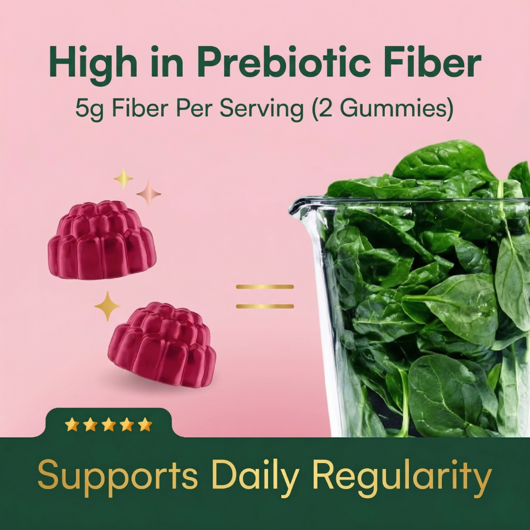 Fiber Gummies – Prebiotic Chicory Root Fiber for Gut Health & Digestion, Daily Regularity Support