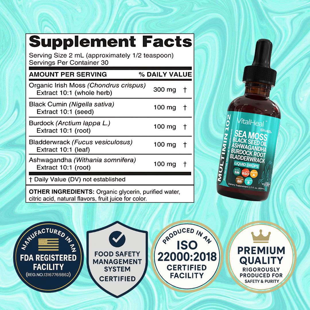 Sea Moss Liquid Drops supplement facts