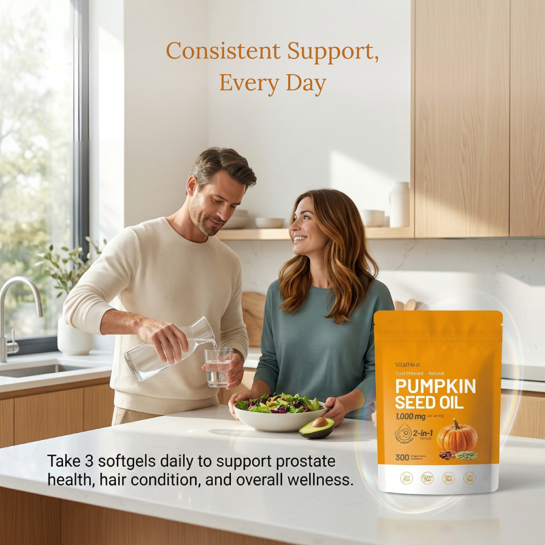 Pumpkin Seed Oil – Cold Pressed Softgels with Saw Palmetto for Prostate Health & Hair Growth Support