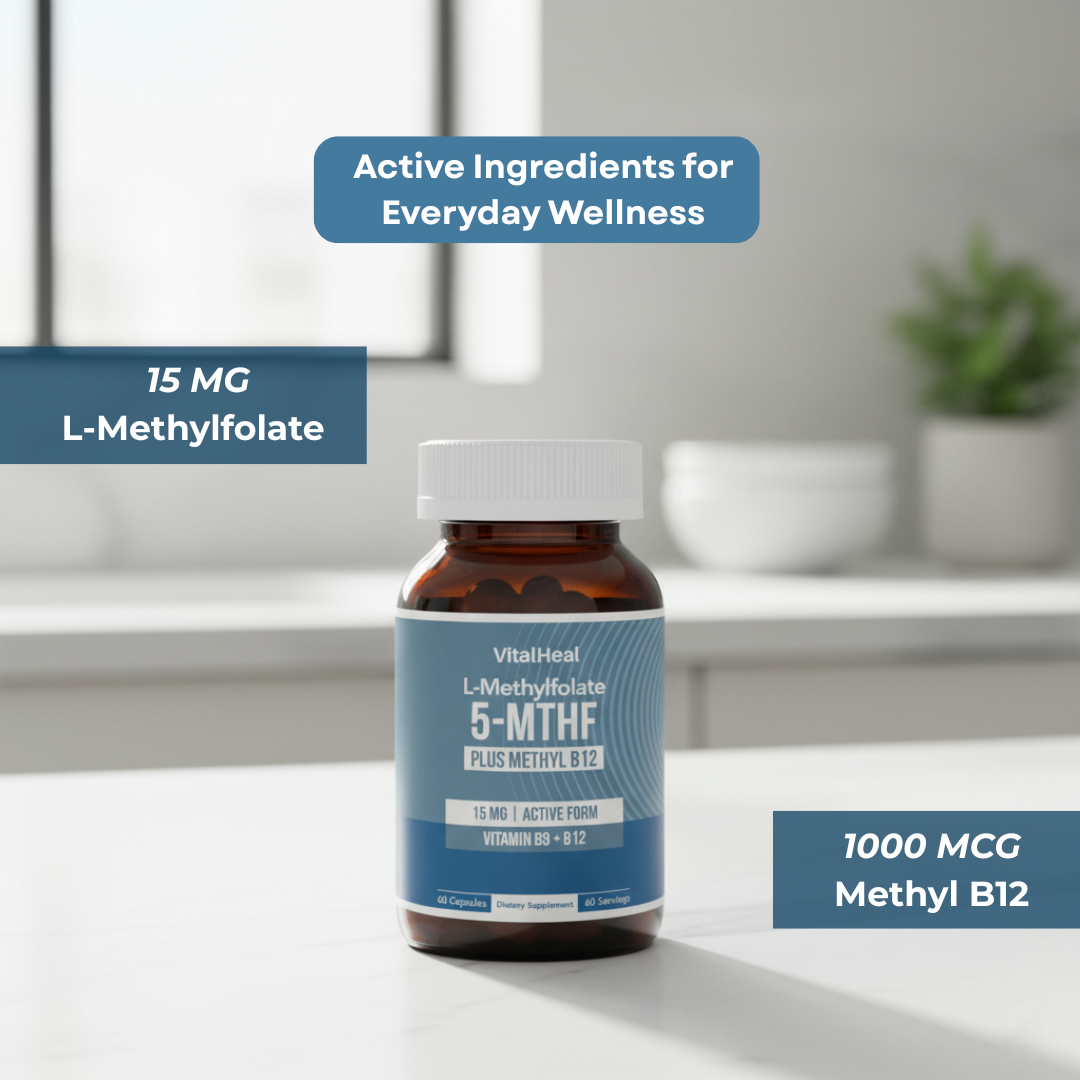 L-Methylfolate 15mg + B12 Pro Strength Capsules – Methylation Support
