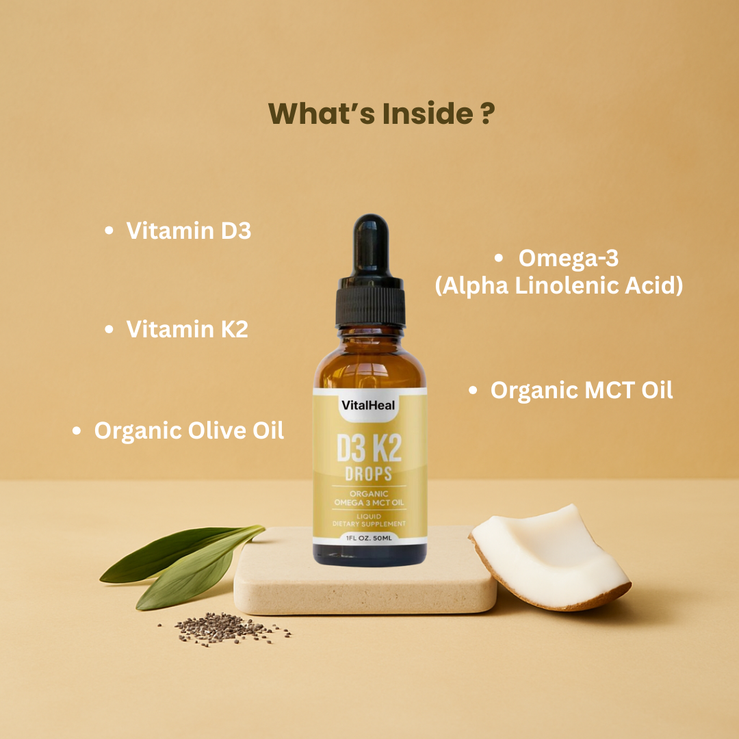 D3 K2 Drops – with Organic Omega 3 MCT Oil for Bone, Heart & Immune Support