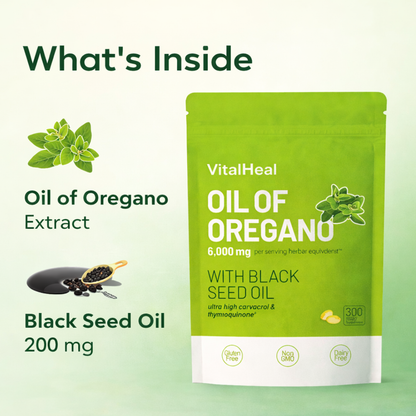 Oil of Oregano Softgels with Black Seed Oil for Herbal Daily Balance