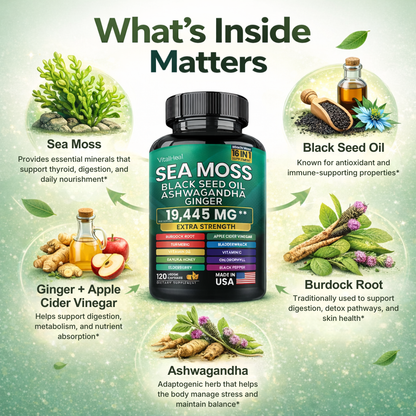 Sea Moss 16-in-1 Supplement for Energy, Digestion, Immunity & Skin Support
