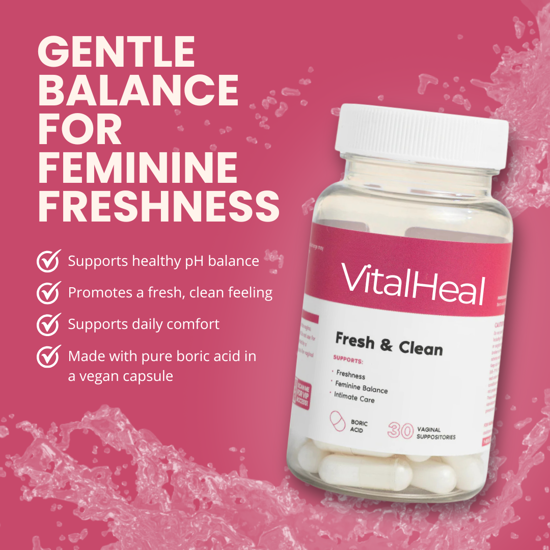 Fresh & Clean pH Balancing Boric Acid Suppositories for Vaginal Freshness