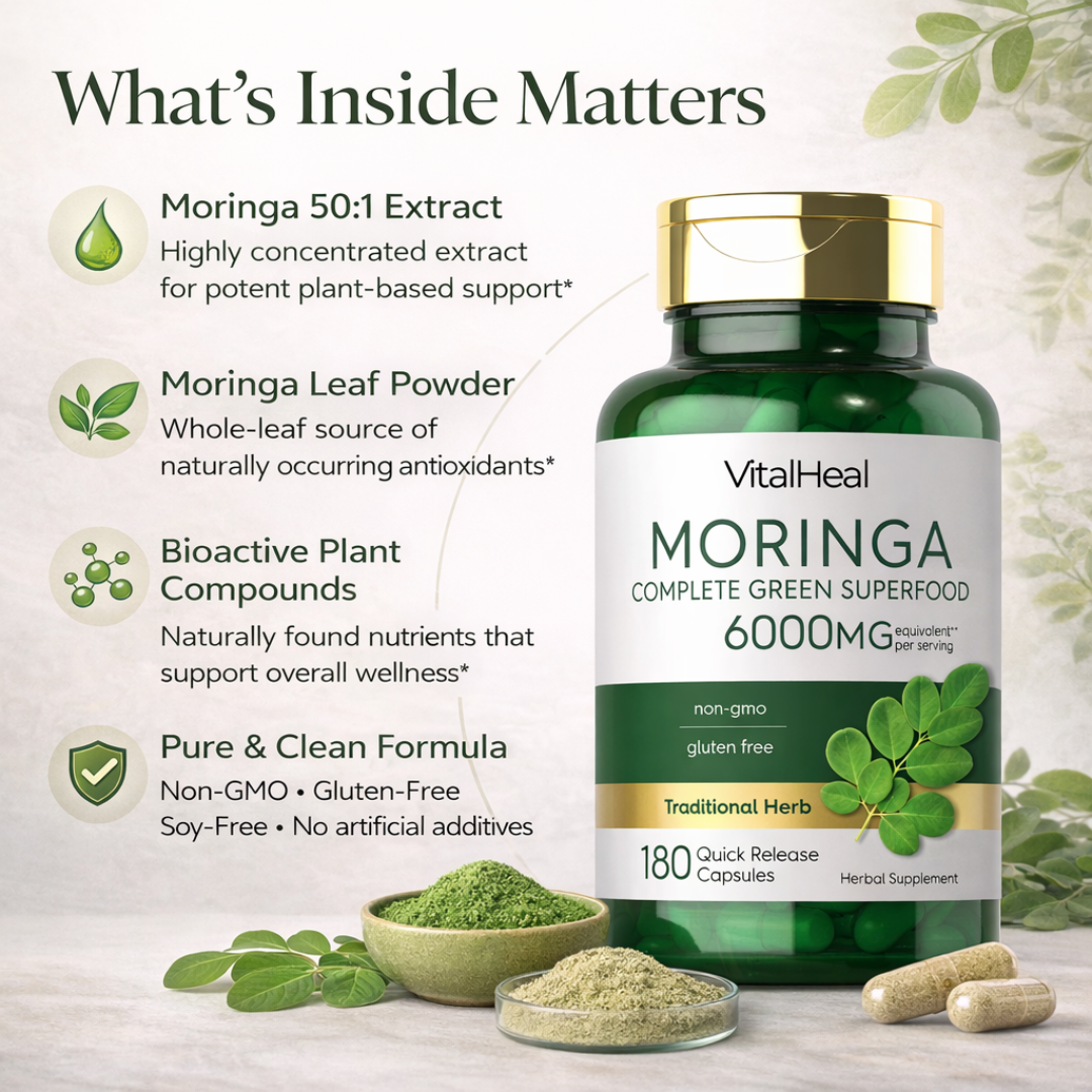 Moringa Oleifera 6000 mg for Daily Antioxidant & Green Wellness Support