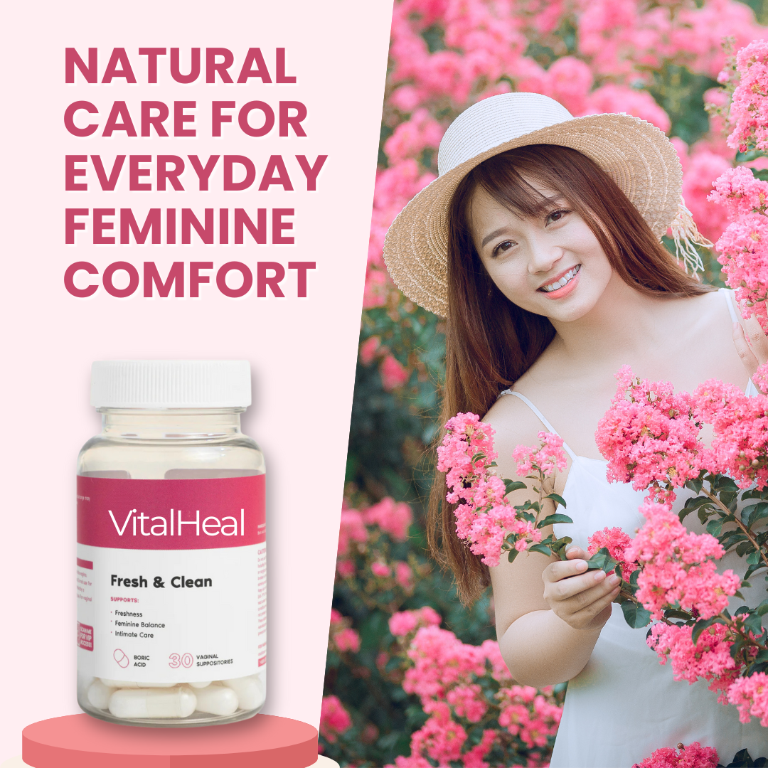 Fresh & Clean pH Balancing Boric Acid Suppositories for Vaginal Freshness