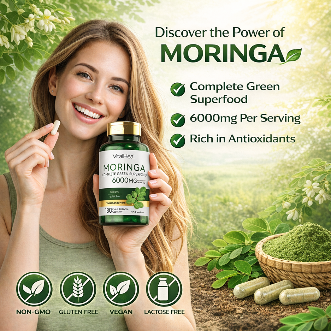 Moringa Oleifera 6000 mg for Daily Antioxidant & Green Wellness Support