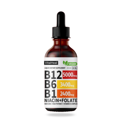Vitamin B12 Liquid Drops with B6, B1, Niacin + Folate – Energy & Immune Support