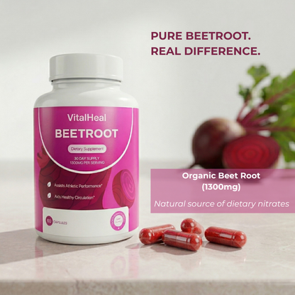 Beetroot Capsules 1300mg – Organic Beet Root for Blood Flow, Nitric Oxide & Circulation Support