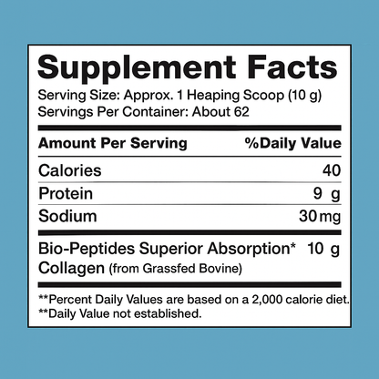 Collagen Bio-Peptides - Grassfed Protein Supplement - Advanced with 18 Essential Amino Acids