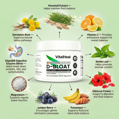 D-BLOAT – Daily Supplement for Bloating Relief & Water Retention Support – Peach Mango Flavor