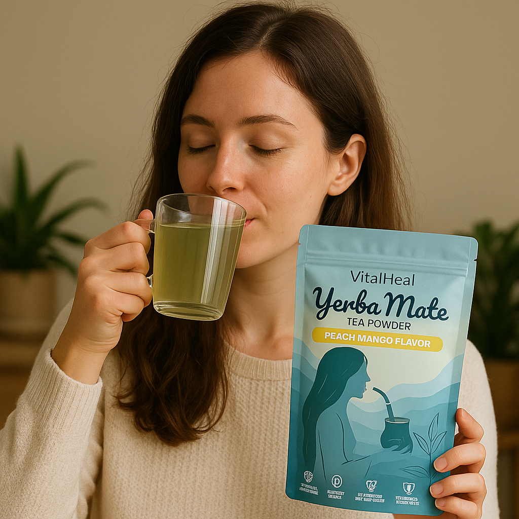 Yerba Mate Tea Powder – Peach Mango | Natural Energy & Focus Drink