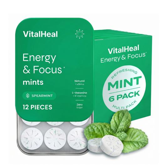 Energy & Focus Mints/Gums | Sugar Free with L-Theanine and Natural Caffeine – Spearmint Flavor