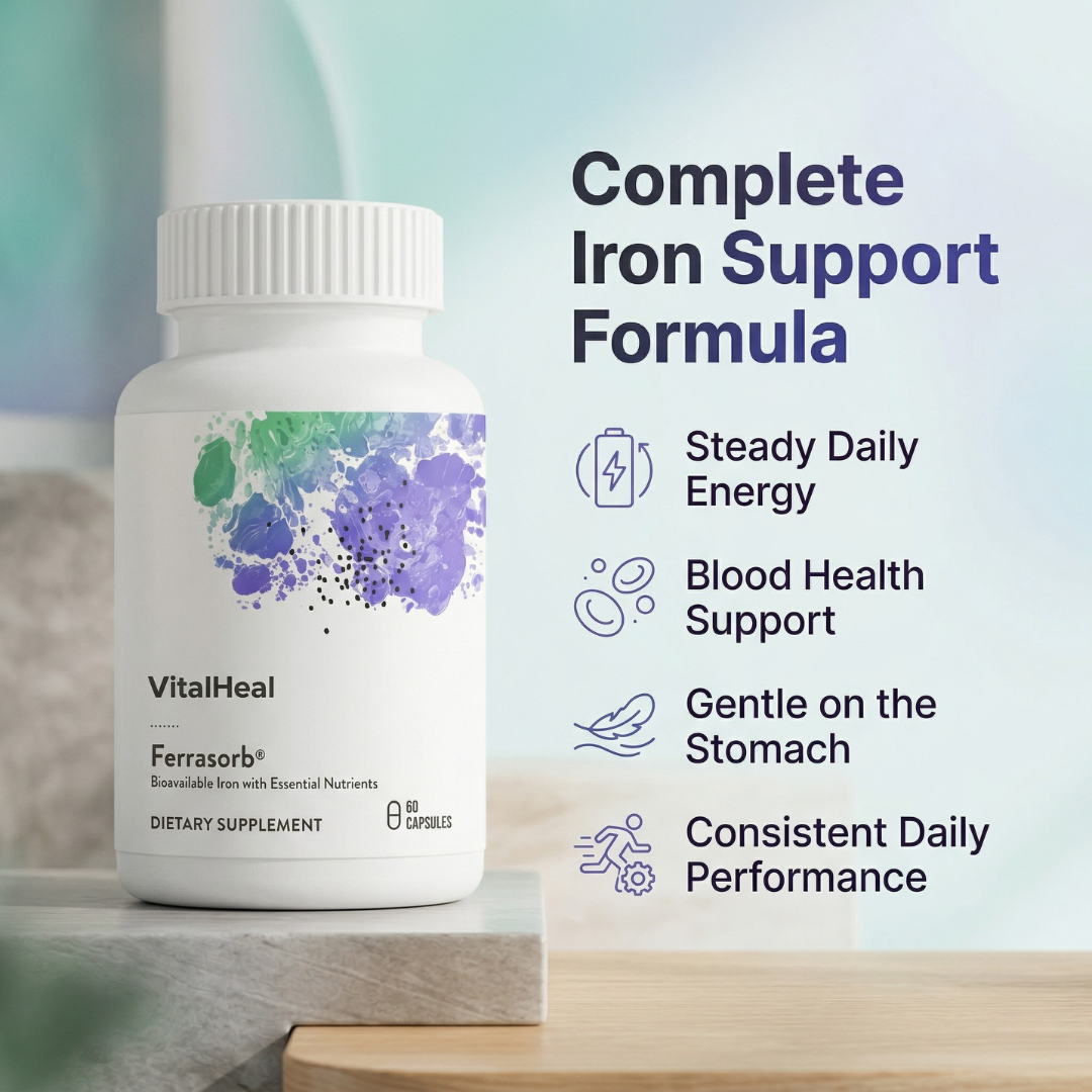 Ferrasorb Iron Complex – Iron Supplement with Bioavailable Bisglycinate & B Vitamins