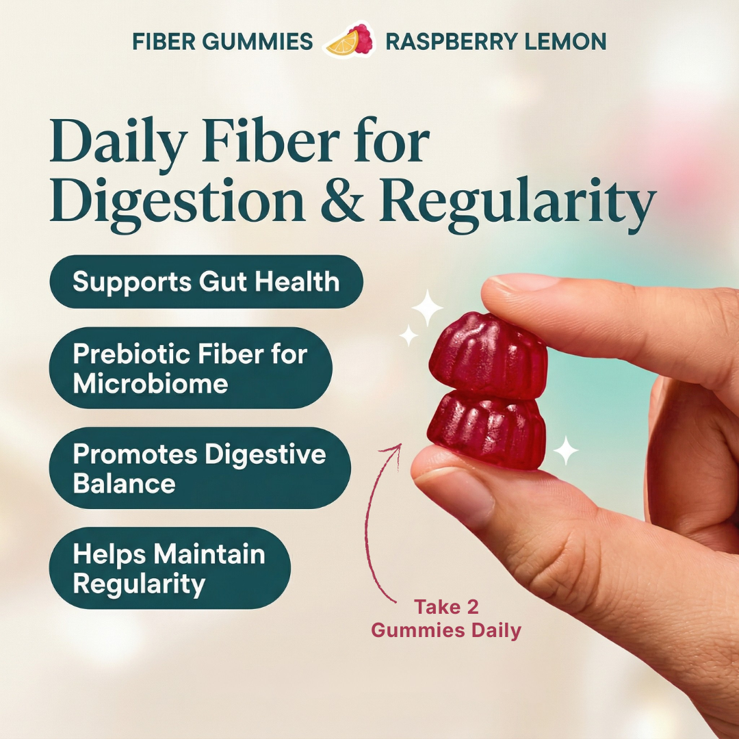 Fiber Gummies – Prebiotic Chicory Root Fiber for Gut Health & Digestion, Daily Regularity Support