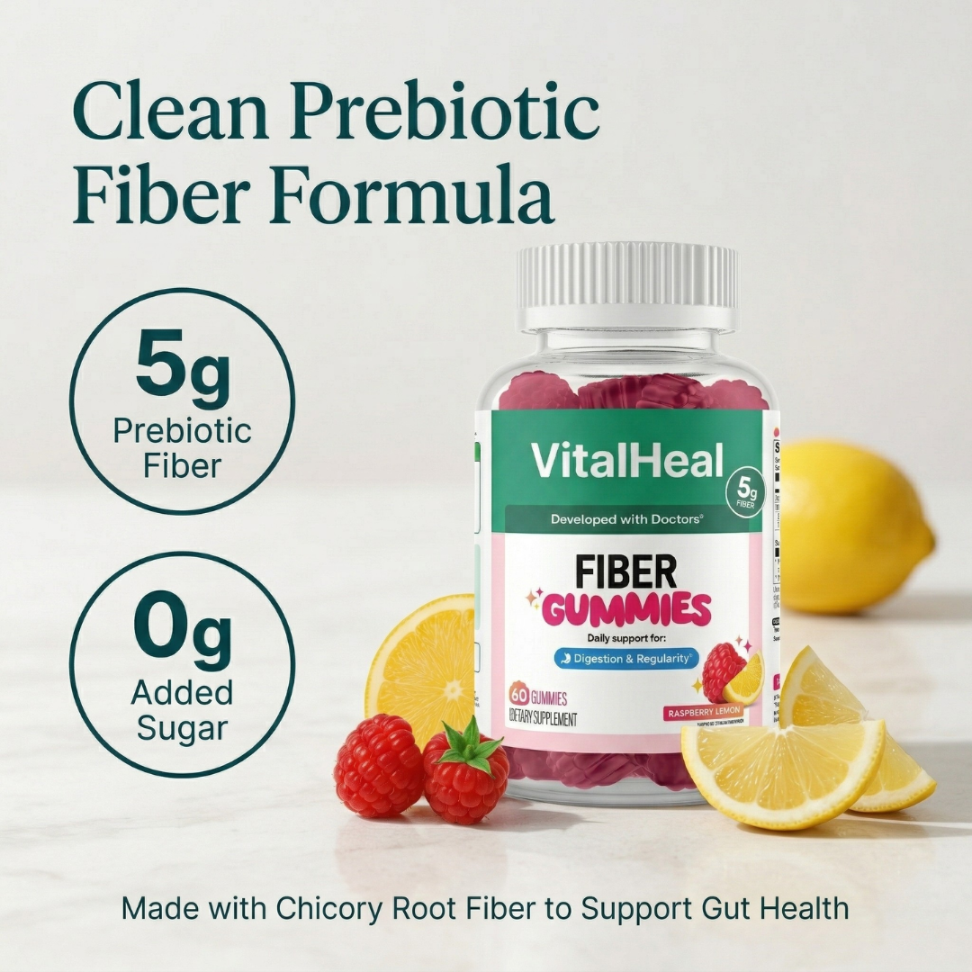 Fiber Gummies – Prebiotic Chicory Root Fiber for Gut Health & Digestion, Daily Regularity Support