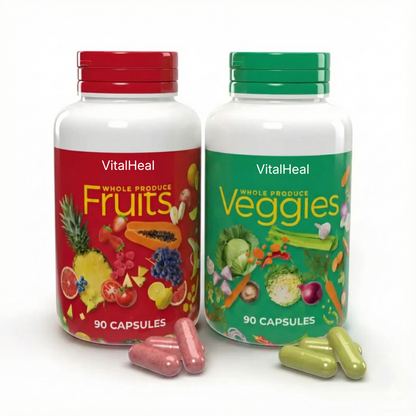 Whole Food Fruit & Vegetable Supplement Capsules (2-Pack) – Freeze-Dried, Vegan, No Fillers