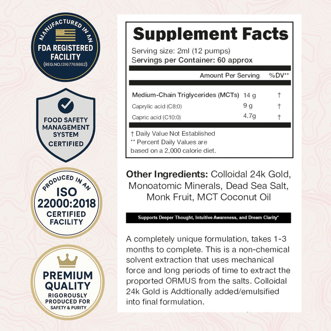 Pure Ormus Gold Oil - Support Balance, Focus & Vital Energy