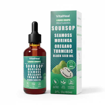 Pure Soursop 10-in-1 Liquid Drops with Moringa & Black Seed Oil – Immune & Energy Support