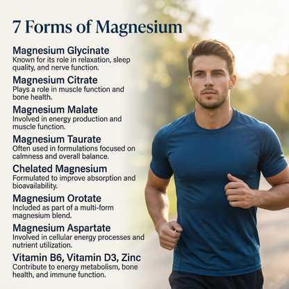 Magnesium 7 Complex 1000mg – Magnesium Glycinate Supplement for Sleep & Muscle Support, High Absorption with Vitamin D3