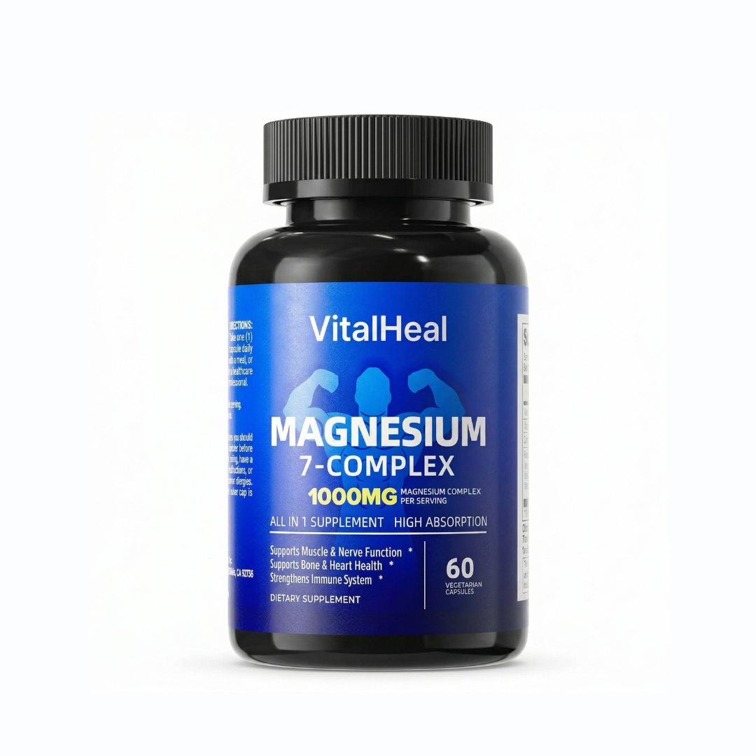 Magnesium 7 Complex 1000mg – Magnesium Glycinate Supplement for Sleep & Muscle Support, High Absorption with Vitamin D3