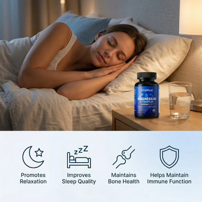 Magnesium 7 Complex 1000mg – Magnesium Glycinate Supplement for Sleep & Muscle Support, High Absorption with Vitamin D3