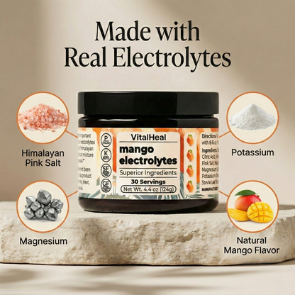 Mango Electrolytes Powder – Sugar Free Electrolytes with Himalayan Pink Salt for Daily Hydration