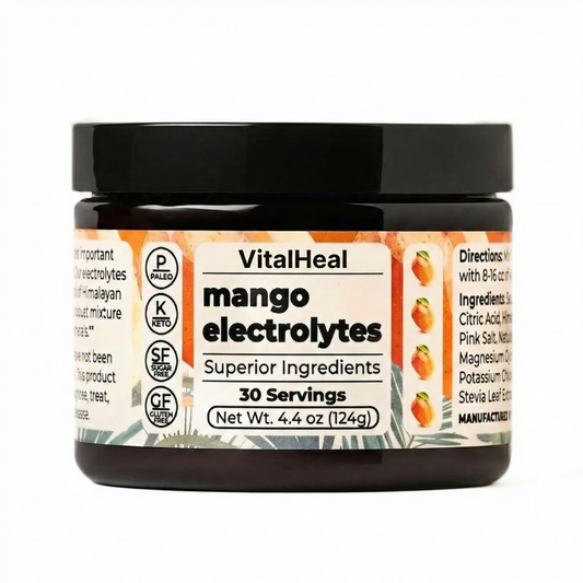 Mango Electrolytes Powder – Sugar Free Electrolytes with Himalayan Pink Salt for Daily Hydration