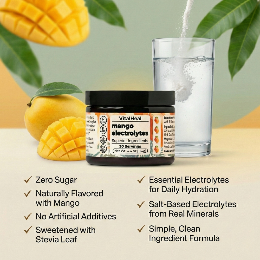 Mango Electrolytes Powder – Sugar Free Electrolytes with Himalayan Pink Salt for Daily Hydration