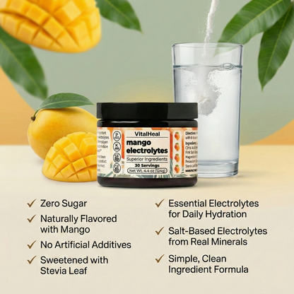 Mango Electrolytes Powder – Sugar Free Electrolytes with Himalayan Pink Salt for Daily Hydration