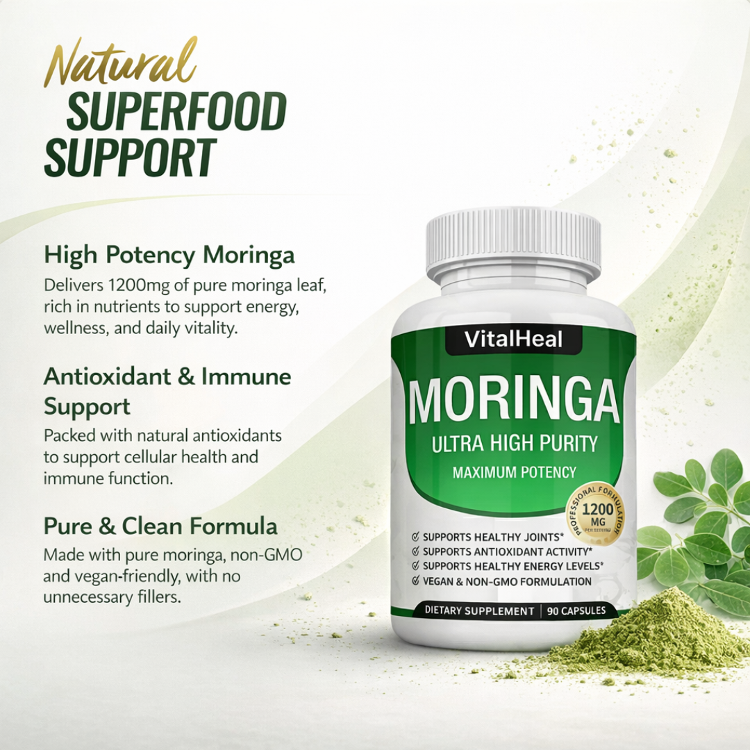 Moringa Capsules 1200mg – High Potency Organic Moringa Supplement for Antioxidant & Energy Support