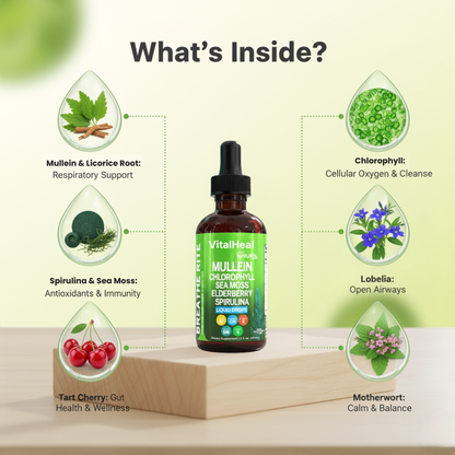 Mullein Liquid Drops for Lungs with Chlorophyll & Sea Moss – Supports Immune Health & Vitality