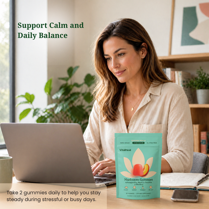 Mushroom Gummies – Stress, Mood & Focus Support with Ashwagandha, Reishi & L-Theanine (Vegan Gummies)