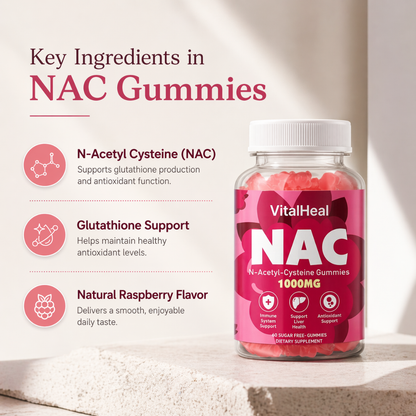 NAC Gummies 1000mg – N-Acetyl Cysteine Supplement for Immune, Antioxidant & Liver Support