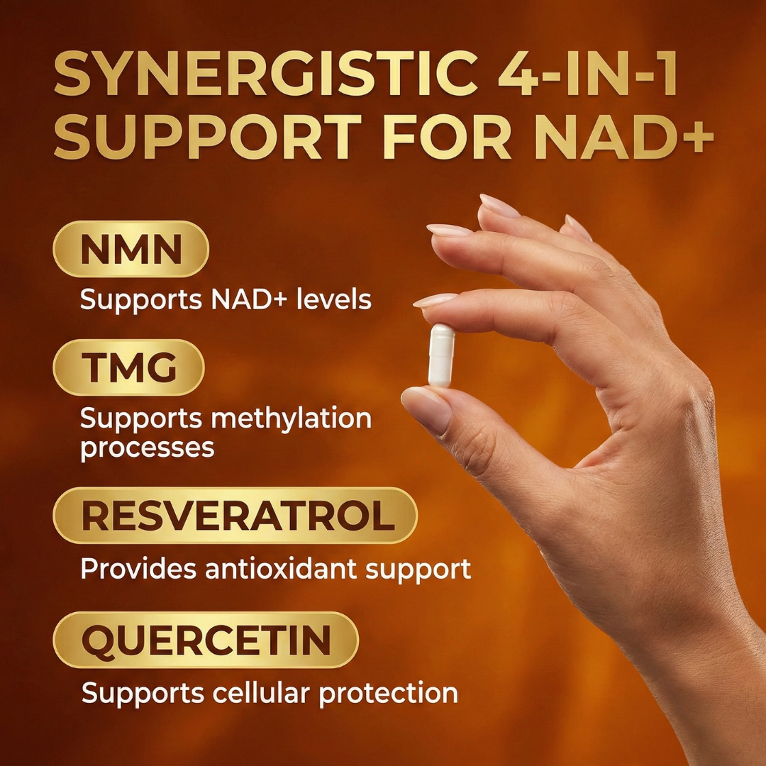 NMN NAD+ Support – 4-in-1 NAD Booster Supplement for Cellular Energy & Cognitive Support