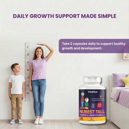 NuBest Tall – Growth Support Supplement for Ages 5+ & Teens | Calcium, Collagen & Natural Herbal Blend