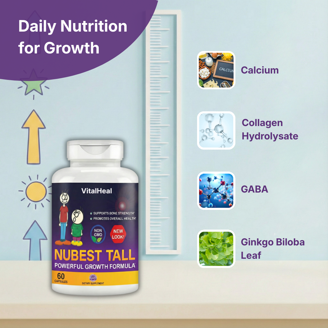 NuBest Tall – Growth Support Supplement for Ages 5+ & Teens | Calcium, Collagen & Natural Herbal Blend