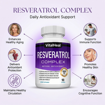 Resveratrol Complex 1800 mg – Trans-Resveratrol Antioxidant Supplement for Healthy Aging, Skin & Immune Support