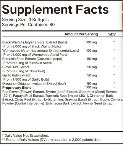 Wormwood Black Walnut Cloves Capsules - Energy & Metabolism Boost