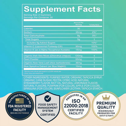 Glow Sea Moss & Pearl Powder Gummies – Plant-Based Skin Support for Hydration & Radiance
