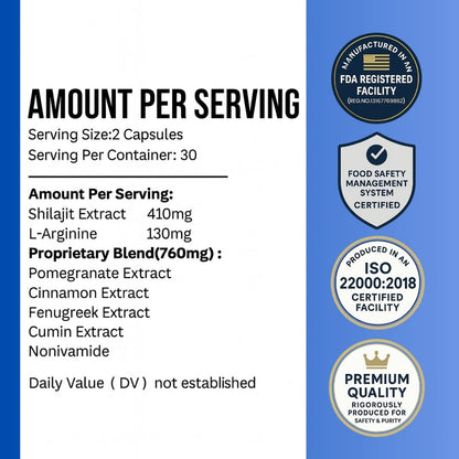 Shilajit Ultra – Optimal Potency  Pure Himalayan Resin | 85+ Trace Minerals | Energy, Cognitive & Vitality Support | Extra Strength Capsules