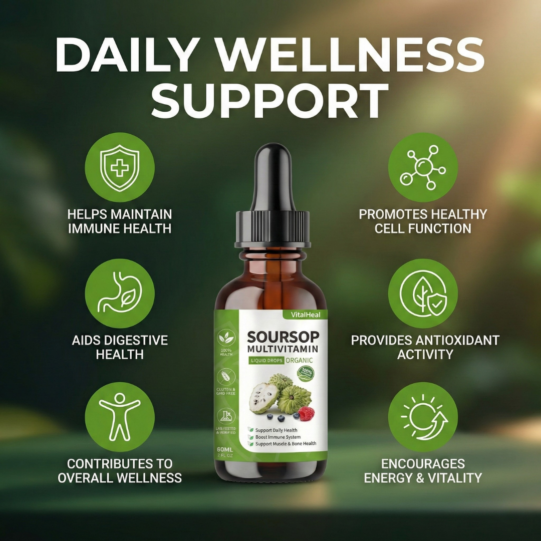 Soursop with Multivitamin Liquid Drops – Soursop Extract Supplement for Daily Wellness & Nutrient Support