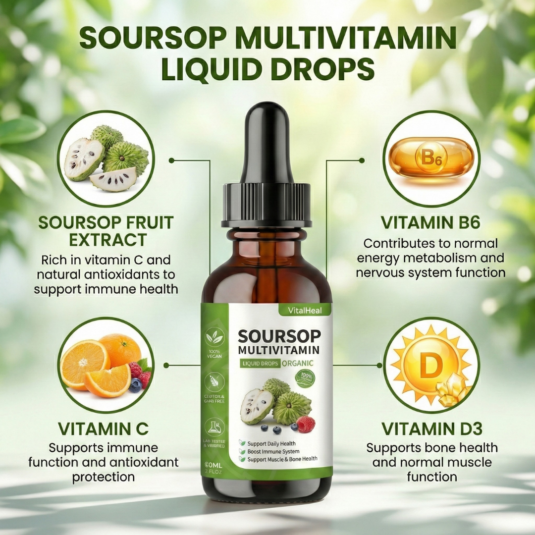 Soursop with Multivitamin Liquid Drops – Soursop Extract Supplement for Daily Wellness & Nutrient Support