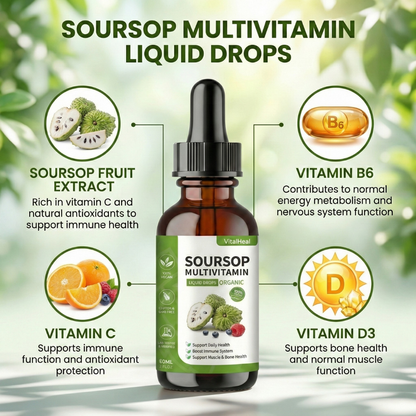 Soursop with Multivitamin Liquid Drops – Soursop Extract Supplement for Daily Wellness & Nutrient Support