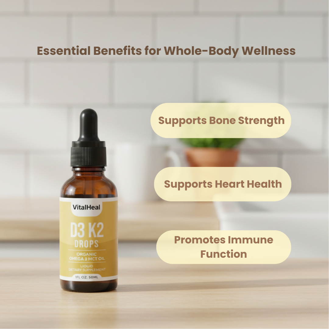 D3 K2 Drops – with Organic Omega 3 MCT Oil for Bone, Heart & Immune Support
