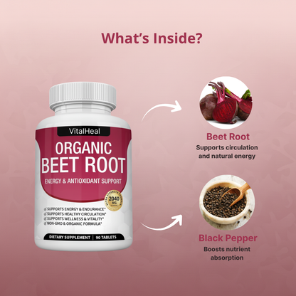 Organic Beet Root Tablets – Nitric Oxide Booster for Energy & Circulation