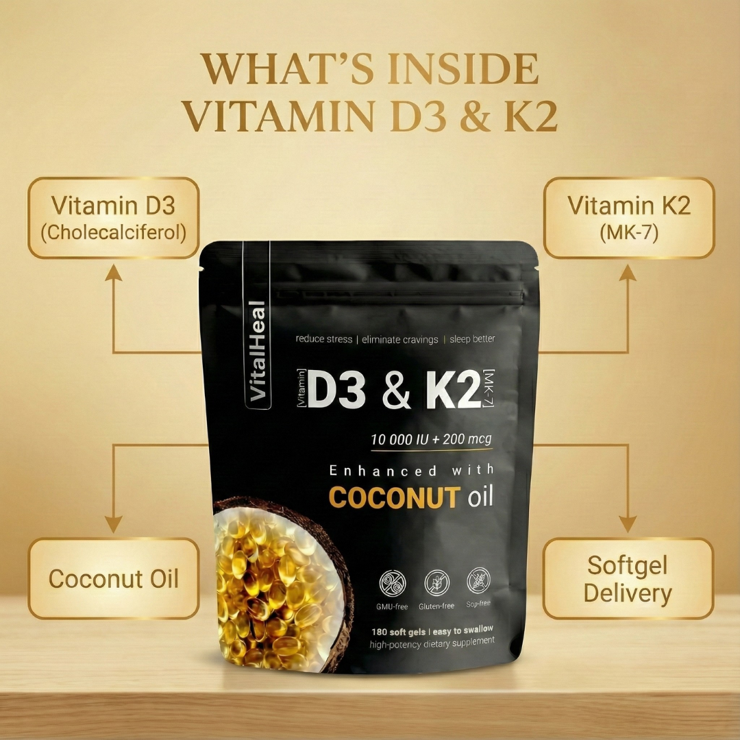 High Potency Vitamin D3 & K2 | 10,000 IU D3 + 200 mcg K2 – Joint, Bone & Immune Support