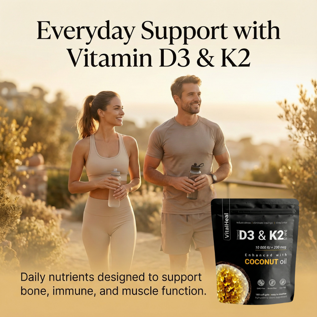 High Potency Vitamin D3 & K2 | 10,000 IU D3 + 200 mcg K2 – Joint, Bone & Immune Support