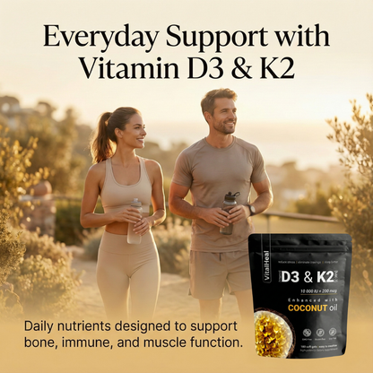 High Potency Vitamin D3 & K2 | 10,000 IU D3 + 200 mcg K2 – Joint, Bone & Immune Support